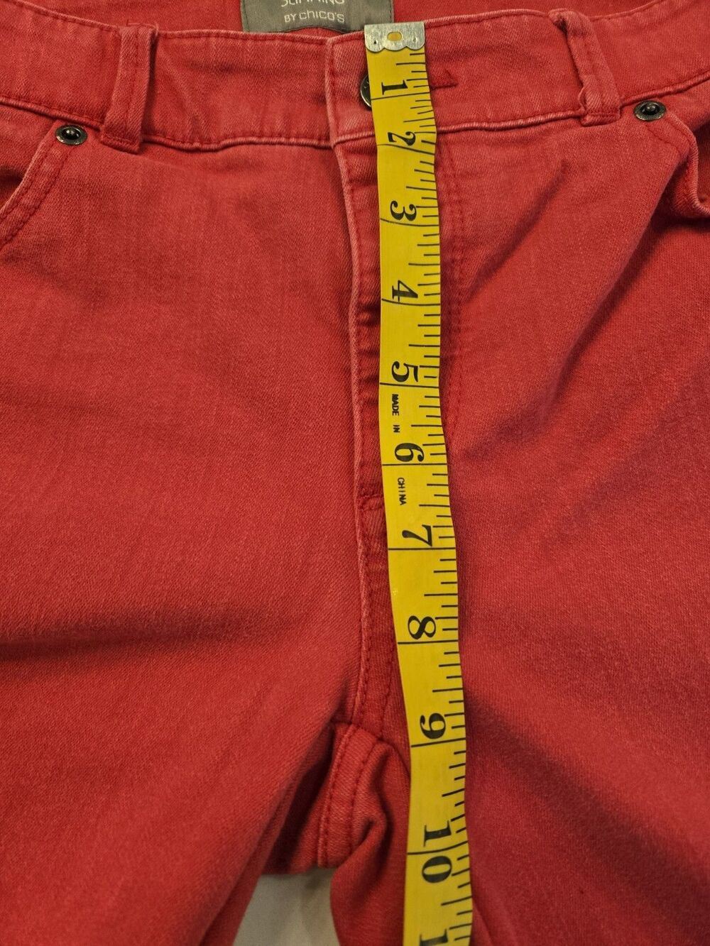 So Slimming by Chico's Women's Washed Red Ankle Zip Jeans Size 0.5 US Size 6 - Picture 11 of 15